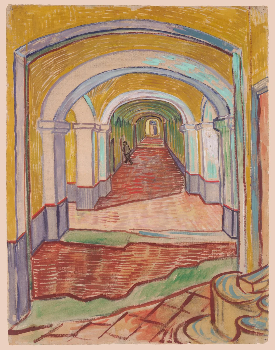 Corridor in the Asylum by Vincent van Gogh, drawing, 1889