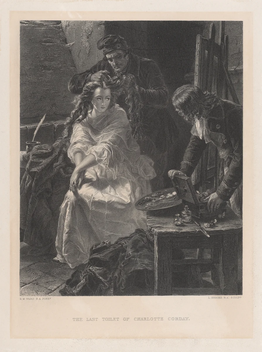 The Last Toilet of Charlotte Corday by Lumb Stocks, print, 1869