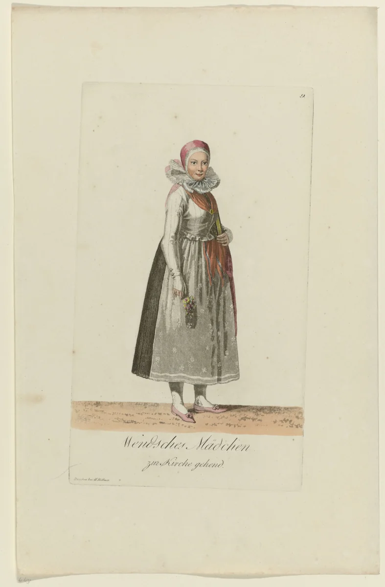 Wendisch meisje in kostuum by Samuel Gränicher, print, 1803-1808