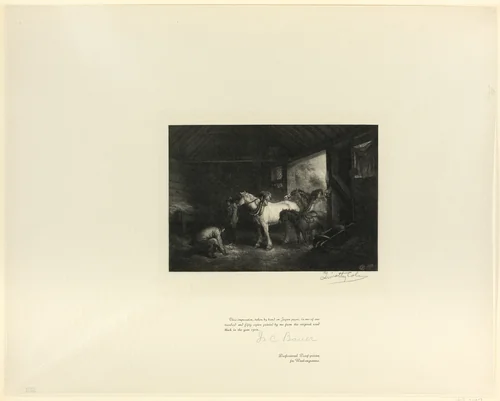 Stable Interior, from Old English Masters by Timothy Cole, print, 1899