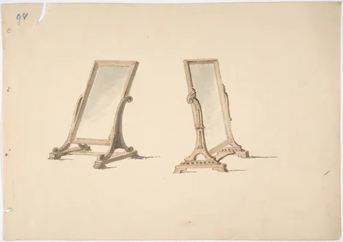 Design for Two Plain Tabletop Mirrors by anonymous, drawing, 1800-1850