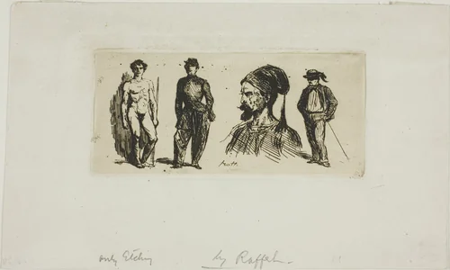 Sheet of Skteches by Denis Auguste Marie Raffet, print, 1829