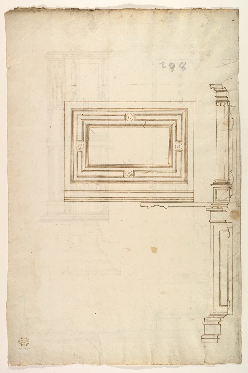 Court Cupboard (side elevation) by anonymous, drawing, 1500-1599