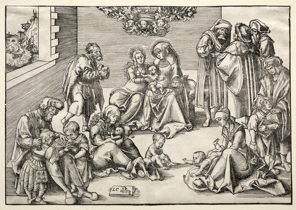 The Holy Family and Kindred by Lucas Cranach, print