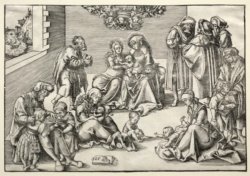 The Holy Family and Kindred by Lucas Cranach, print