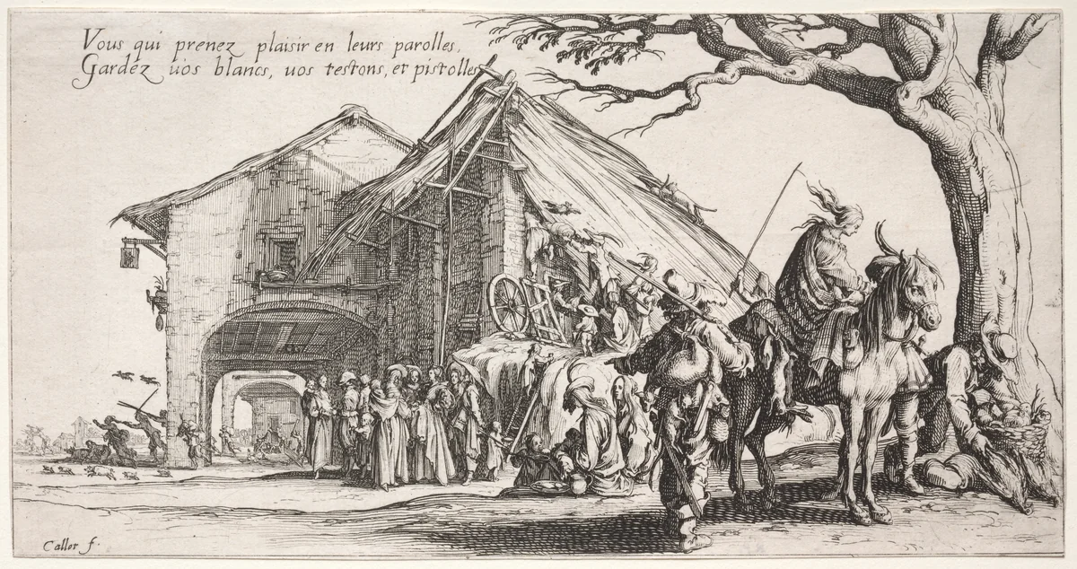 The Stopping Place: The Fortune Teller by Jacques Callot, print, 1621-1625