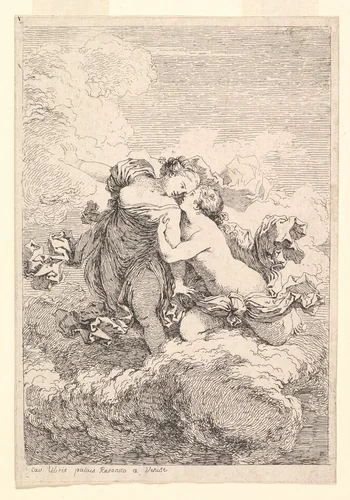 Mythological Scene, possibly Diana Seducing Callisto by Jean Honoré Fragonard, print, 1759-1769