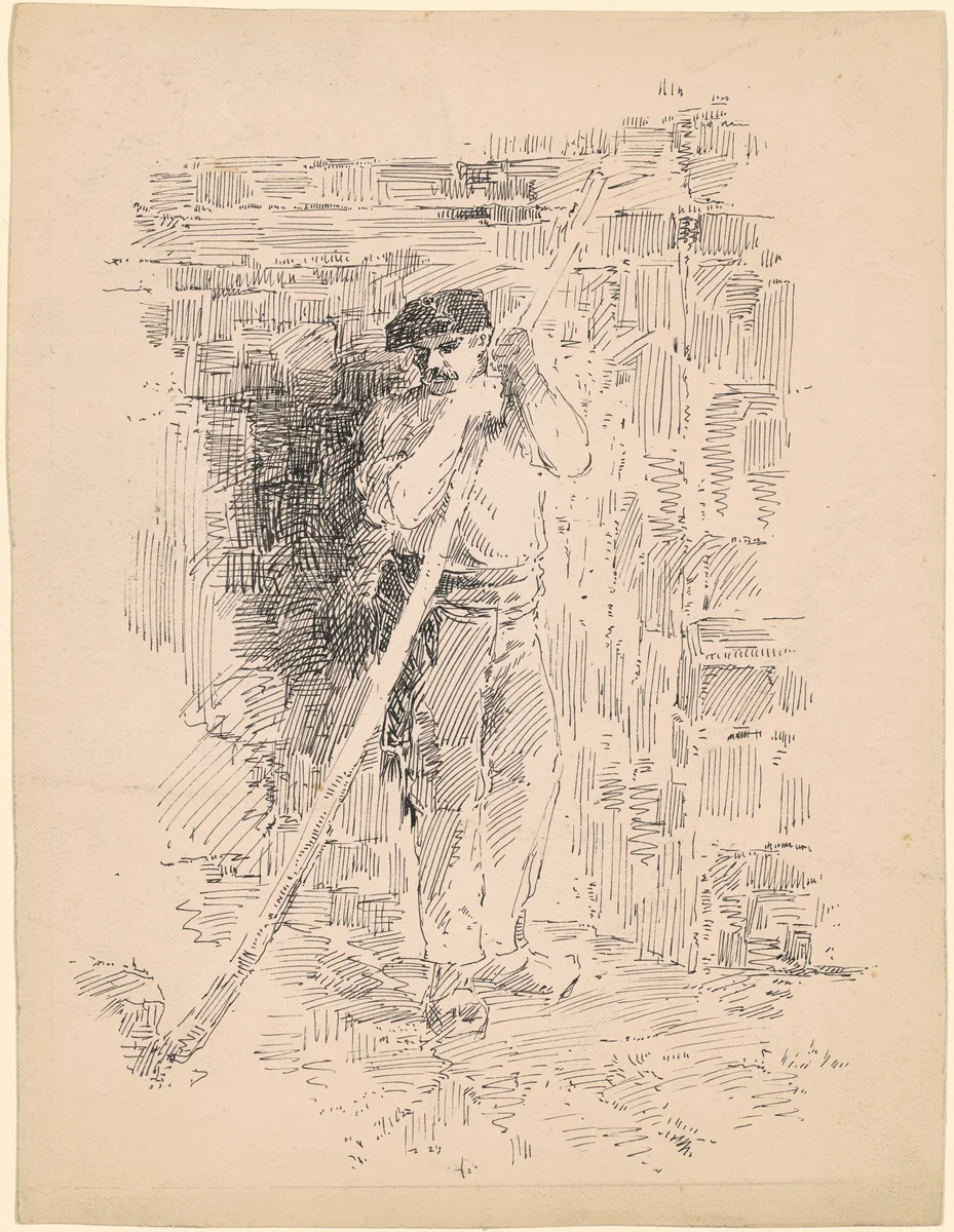 Peasant by Edward Moran, drawing, 1873-1883