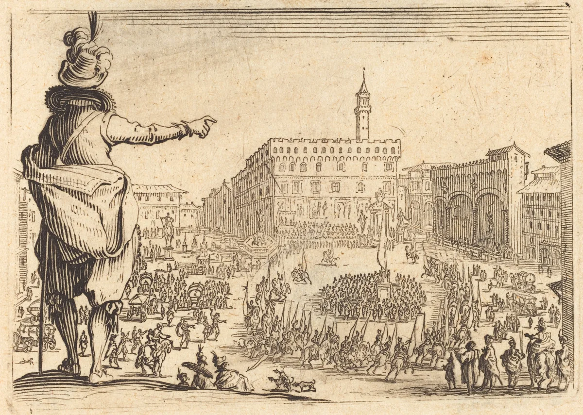 Piazza della Signoria, Florence by Jacques Callot, print, 1622