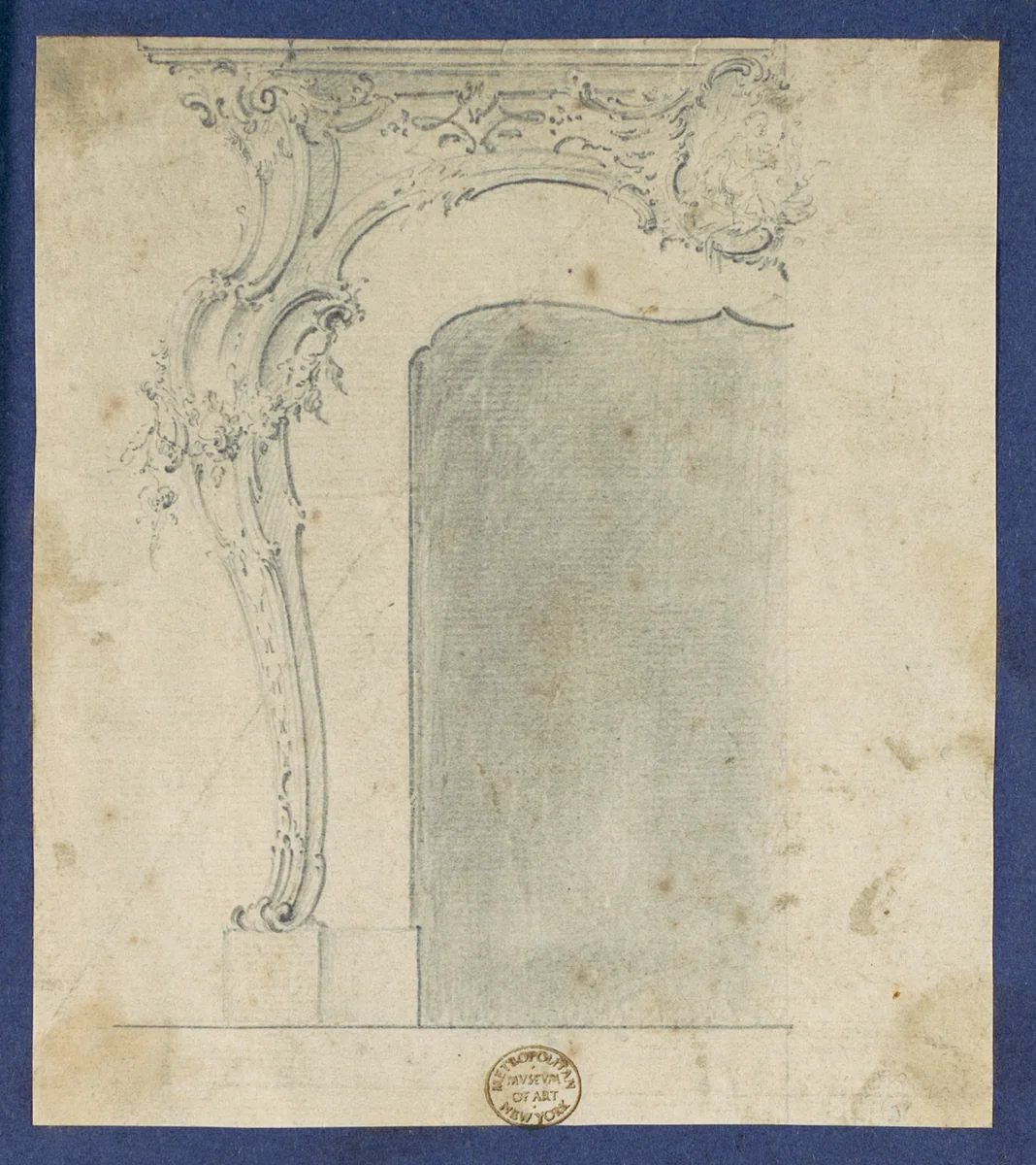 Chimneypiece, in Chippendale Drawings, Vol. I by Thomas Chippendale, drawing, 1748-1758
