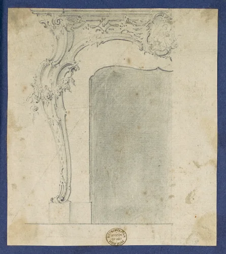 Chimneypiece, in Chippendale Drawings, Vol. I by Thomas Chippendale, drawing, 1748-1758