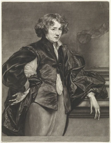 Zelfportret van Anthony van Dyck by Jan van der Bruggen, print, 1682