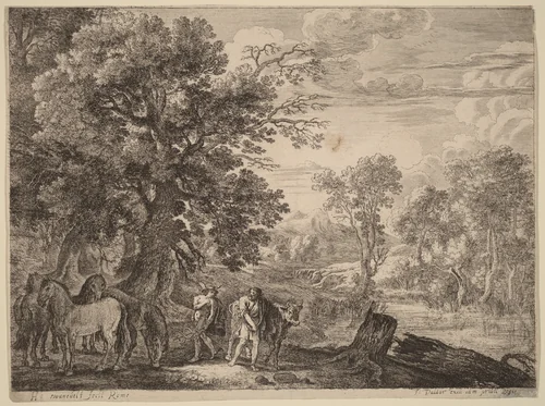 Mercury Silencing Battus by Herman van Swanevelt, print, 1600-1655