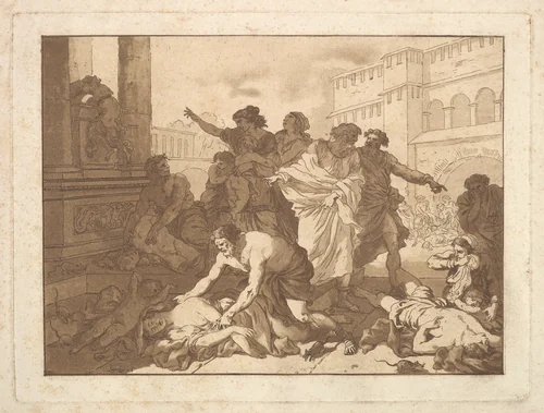 La Peste chez les Philistins (Plague Among the Philistines), in an album containing Recueil de Compositions par Lagrenée Le Jeune (Collection of Compositions by Lagrenée the Younger) by Jean Jacques Lagrenée, print, 1782-1821