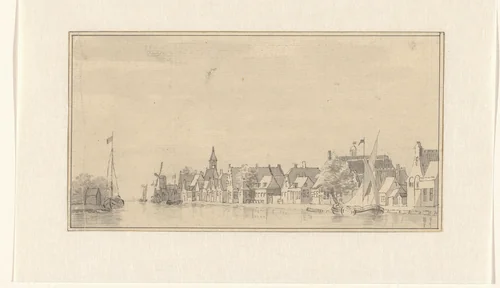 Gezicht op Oude Wetering by anonymous, drawing, 1700-1799