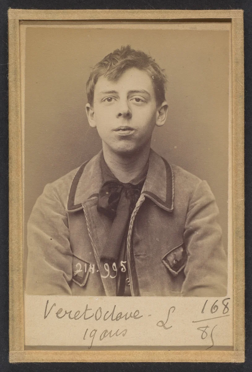 Véret. 0ctave-Jean. 19 ans, né à Paris XXe. Photographe. Anarchiste. 2/3/94. by Alphonse Bertillon, photograph, 1894