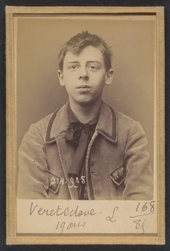 Véret. 0ctave-Jean. 19 ans, né à Paris XXe. Photographe. Anarchiste. 2/3/94. by Alphonse Bertillon, photograph, 1894