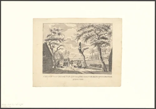 Gezicht op een batterij over de Duivendrechtsebrug by anonymous, drawing, 1787-1899