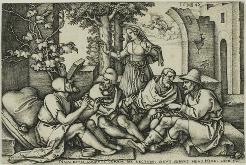 Job Conversing with His Friends by Sebald Beham, print, 1547
