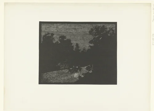 Landschap met rijtuig getrokken door paard bij nacht by Georges Hugo, print, 1895
