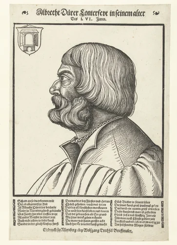 Portret van Albrecht Dürer by Unknown, print, 1527