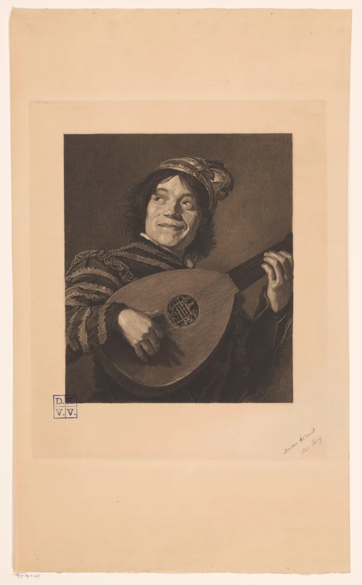 Luitspeler by Rudolf Stang, print, 1841-1891