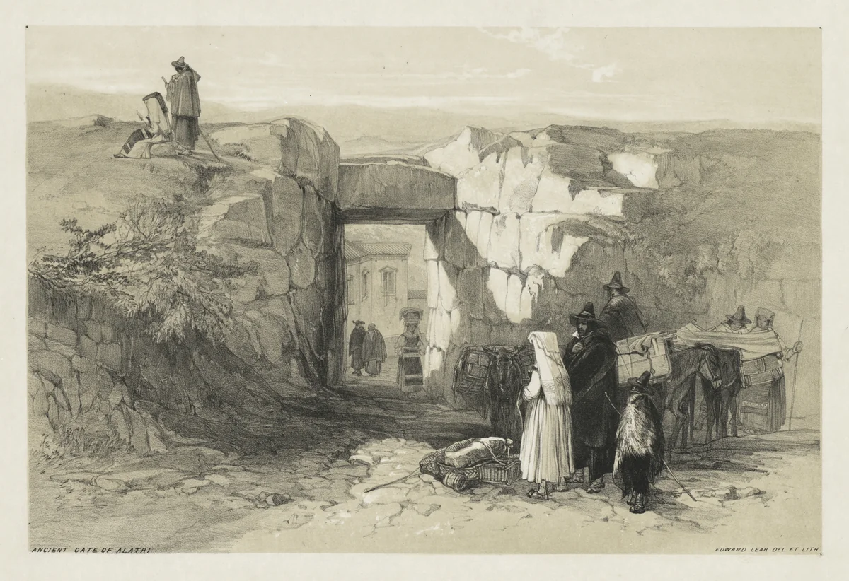 Views of Rome and Its Environs: Ancient Gate of Alatri by Edward Lear, print, 1841