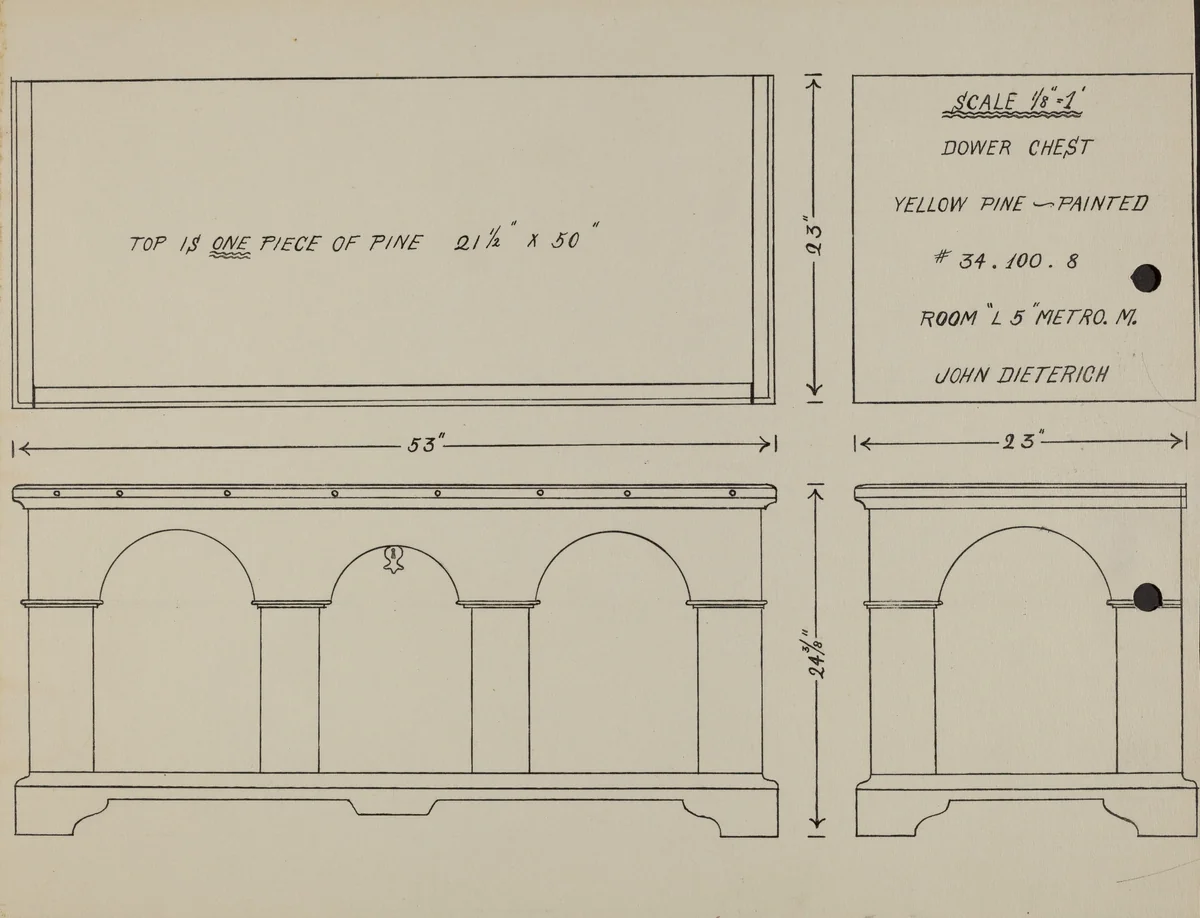 Pa. German Dower Chest by John Dieterich, index of american design, 1935-1942