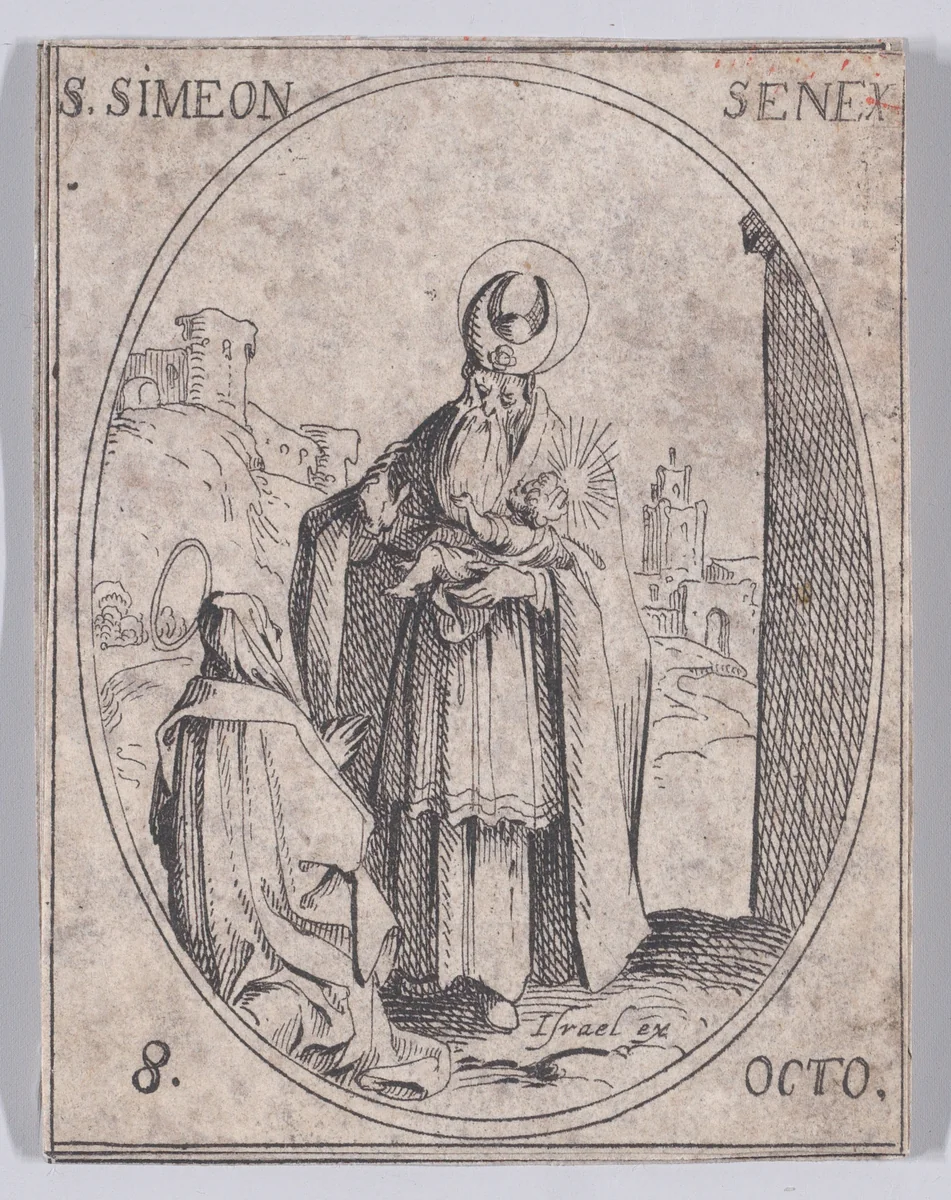 S. Siméon, vieillard (St. Simeon, The Elderly Man), October 8th, from "Les Images De Tous Les Saincts et Saintes de L'Année" (Images of All of the Saints and Religious Events of the Year) by Jacques Callot, print, 1636