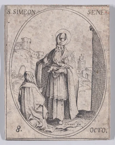 S. Siméon, vieillard (St. Simeon, The Elderly Man), October 8th, from "Les Images De Tous Les Saincts et Saintes de L'Année" (Images of All of the Saints and Religious Events of the Year) by Jacques Callot, print, 1636