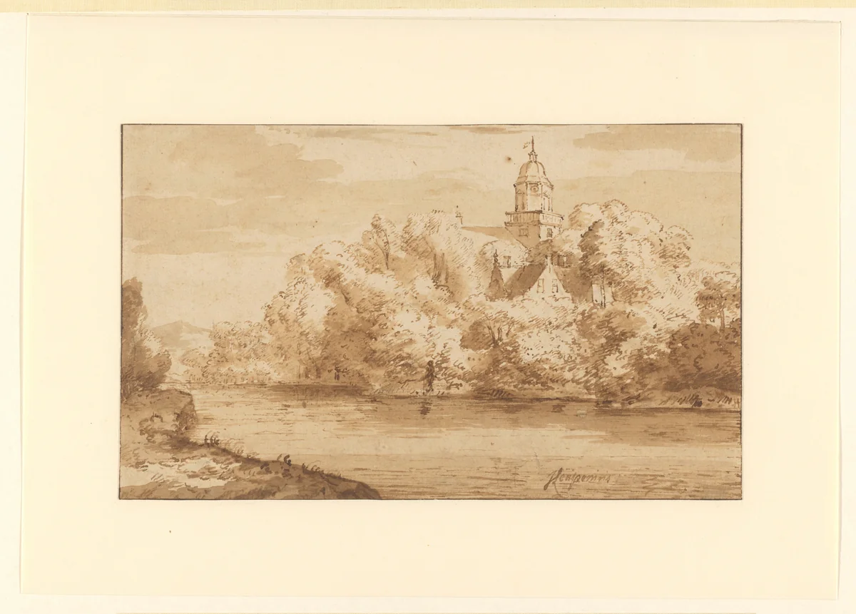 View of Kasteel Nijenrode along the River Vecht, Seen from the North-east by Johannes Leupenius, drawing, 1665