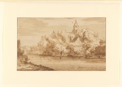 View of Kasteel Nijenrode along the River Vecht, Seen from the North-east by Johannes Leupenius, drawing, 1665