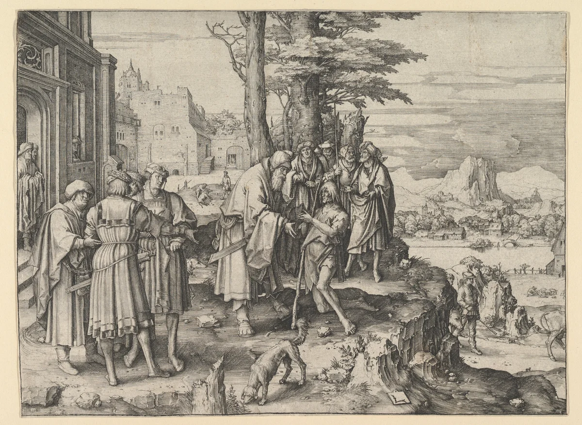 The Return of the Prodigal Son by Lucas van Leyden, print, 1505-1515