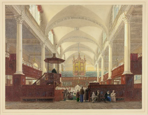 Interior of Christ Church by Frederick MacKenzie, painting, 1806-1854