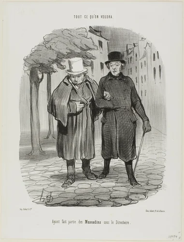 Former Dandies from the time of the Directory, plate 7 from Tout Ce Qu'on Voudra by Honoré-Victorin Daumier, print, 1847