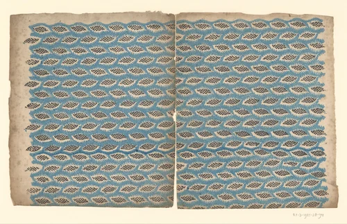 Twee bladen met strooipatroon van geblokt bladmotief by anonymous, other, 1750-1900