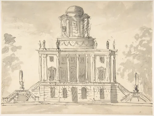 Design for a Mausoleum by Sir William Chambers, drawing, 1740-1800