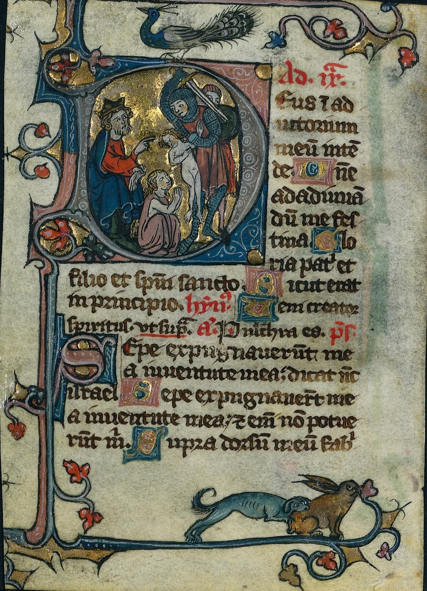 Leaf from a Book of Hours: Initial D: Massacre of the Innocents (1 of 2 Excised Leaves) by Unknown, manuscript, 1295-1335