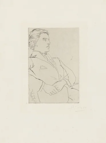 Portrait of André Breton, Three-Quarters View (Portrait d'André Breton de trois quarts) by Pablo Picasso, print, 1923