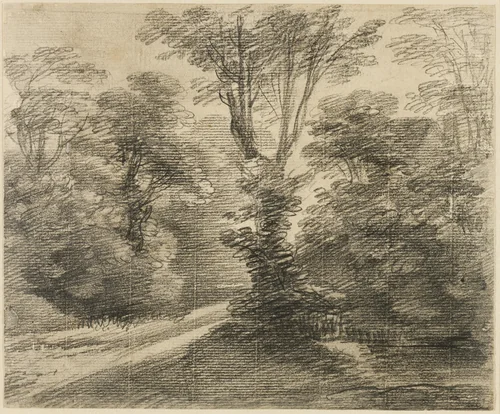 A Sunlit Path through a Wood by Thomas Gainsborough, drawing, 1745-1764