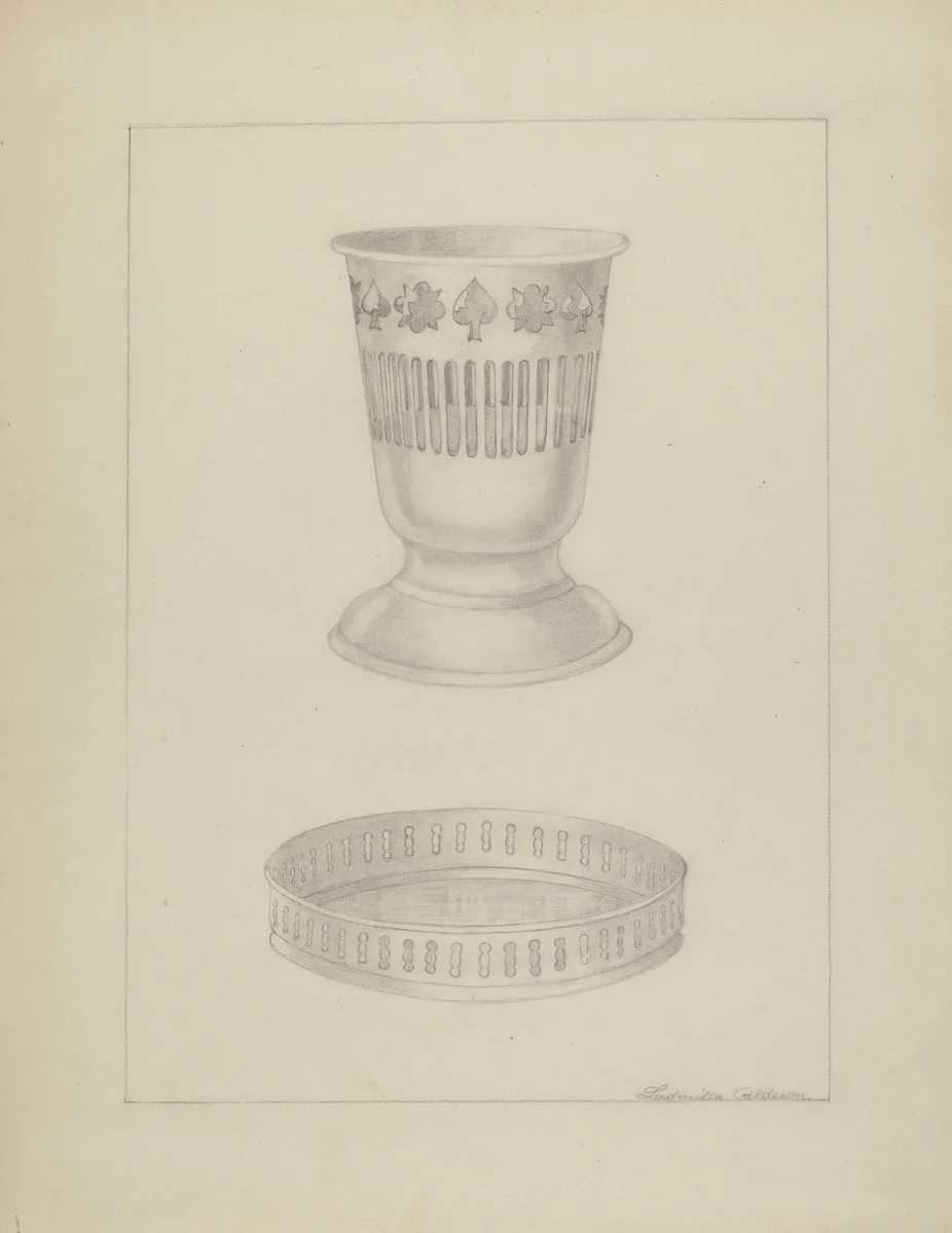 Silver Glass Holder by Ludmilla Calderon, index of american design, 1935-1942