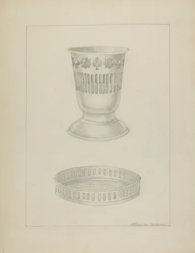 Silver Glass Holder by Ludmilla Calderon, index of american design, 1935-1942
