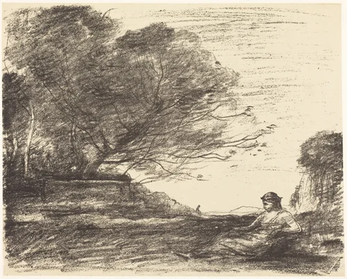 Sappho (Sapho) by Jean-Baptiste-Camille Corot, print, 1871