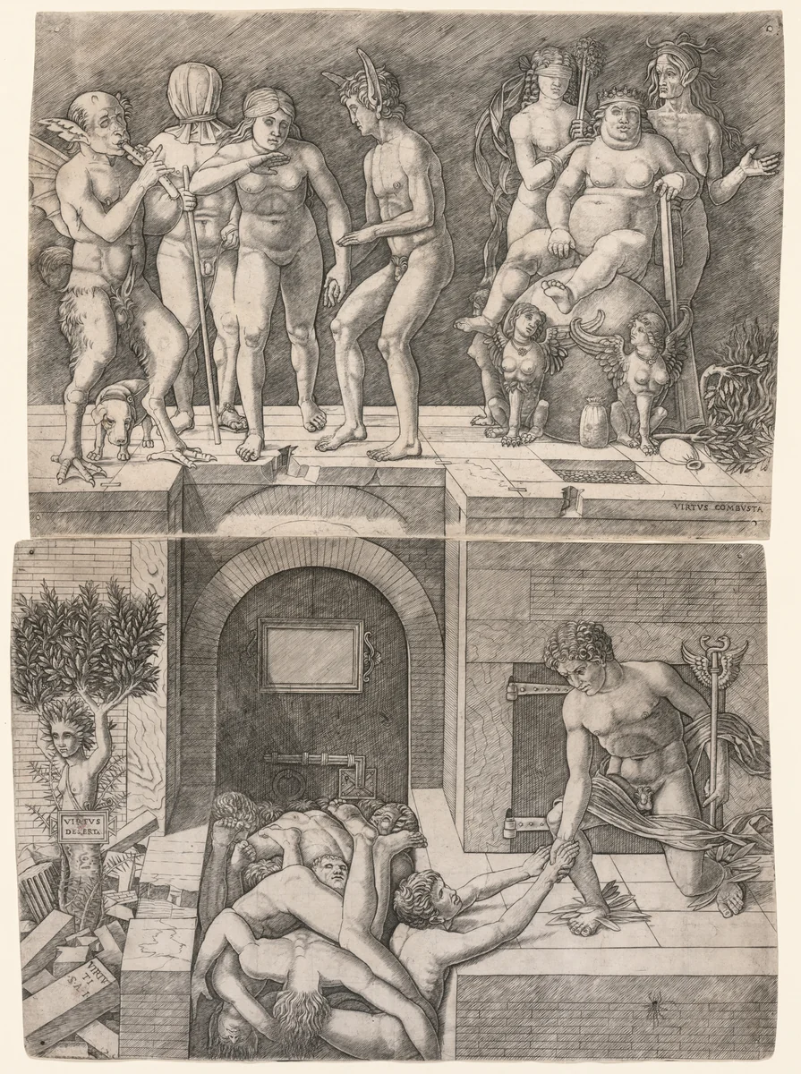 Allegory of the Fall of Ignorant Humanity by Giovanni Antonio da Brescia, print, 1500-1505