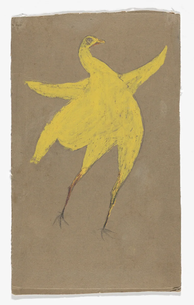 Yellow Chicken by Bill Traylor, drawing, 1939