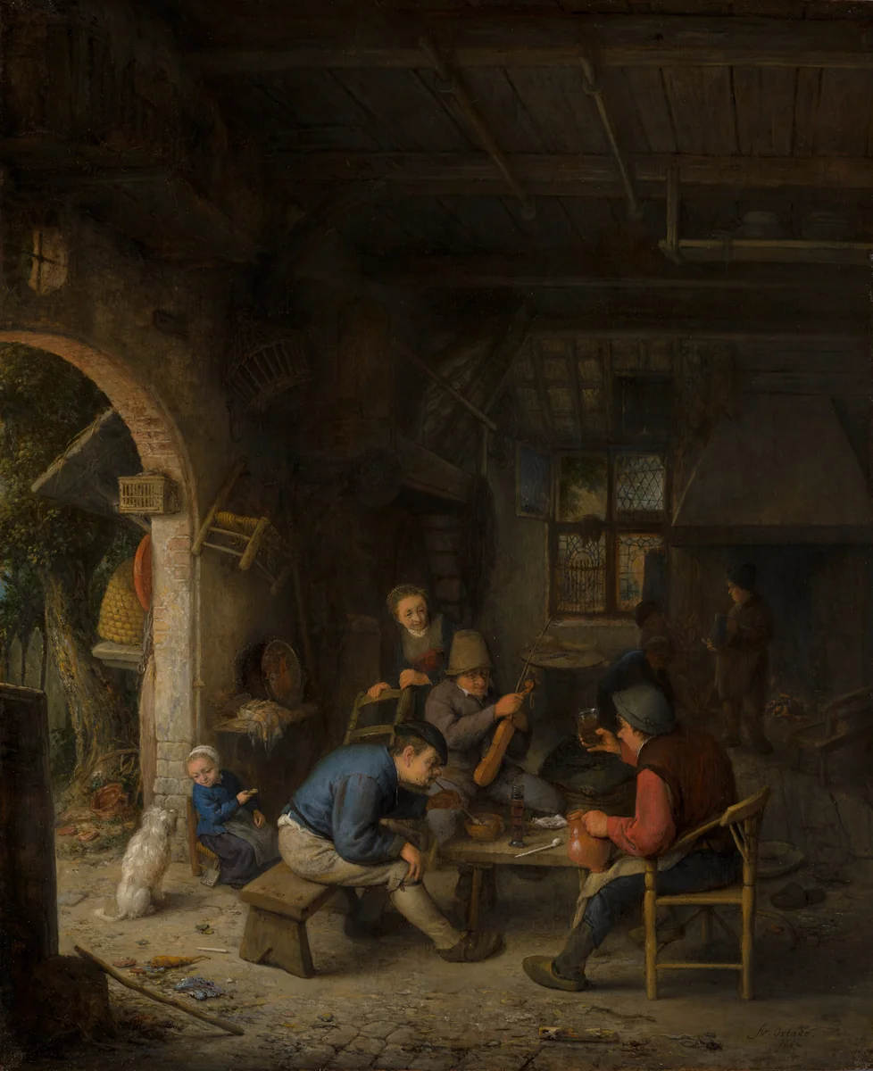 Peasants at an Inn by Adriaen van Ostade, painting, 1662