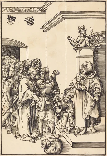 Christ before Annas by Lucas Cranach, print, 1509