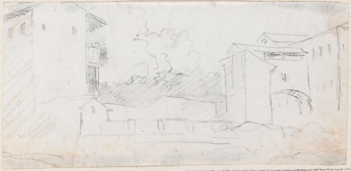 Italian City Scene by Hubert Robert, drawing, 1754-1765