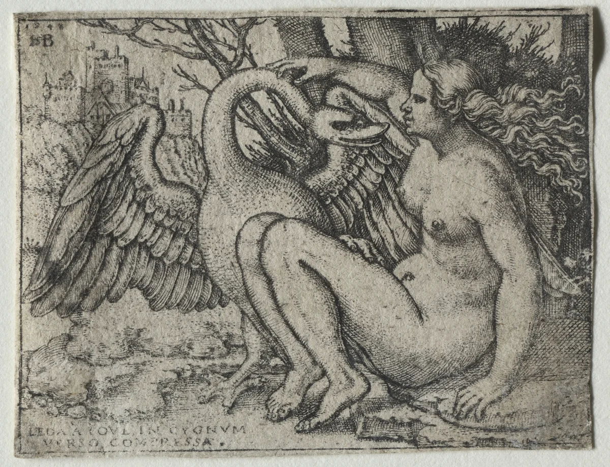 Leda and the Swan by Hans Sebald Beham, print, 1548