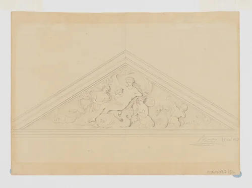 Design for a Pediment with Venus by Jean-Baptiste Louis Plantar, drawing, 1840-1880